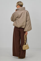 Balloon-Jacke mit Stehkragen, taupe