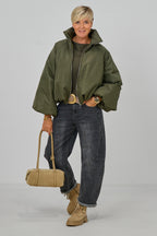 Balloon-Jacke mit Stehkragen, khaki