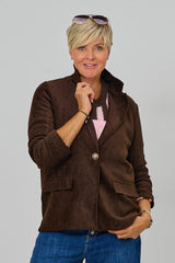 Samtiger Blazer, schokobraun