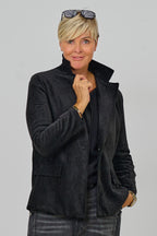 Samtiger Blazer, schwarz