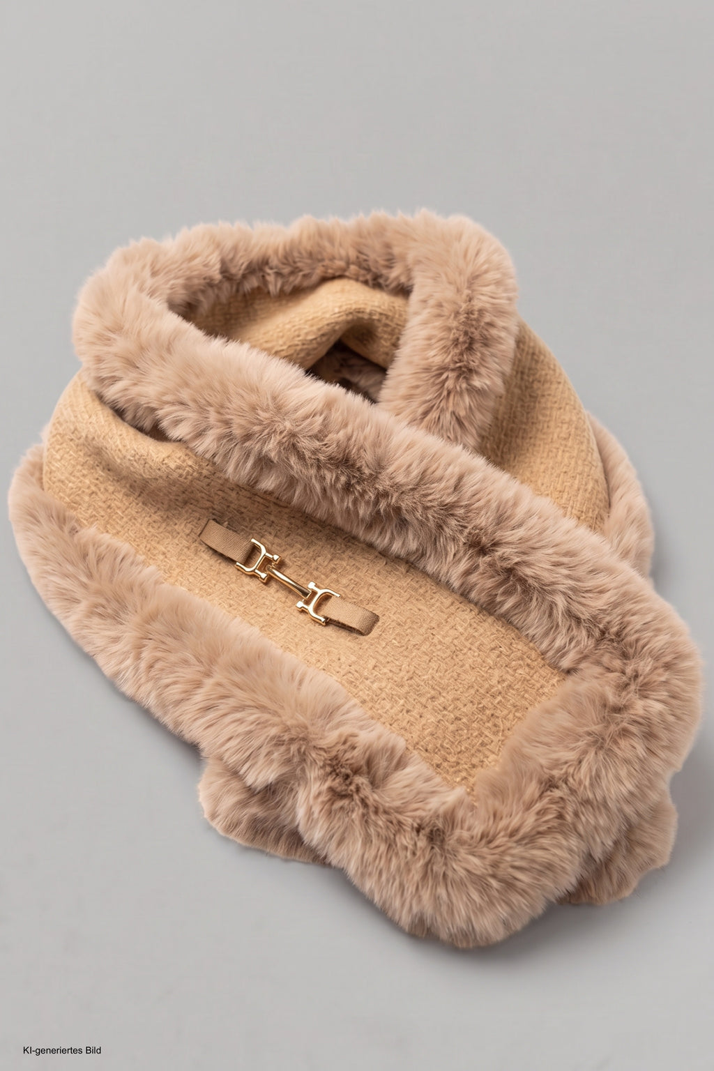 Fell-Strickschal mit Schnalle, camel-hellbraun