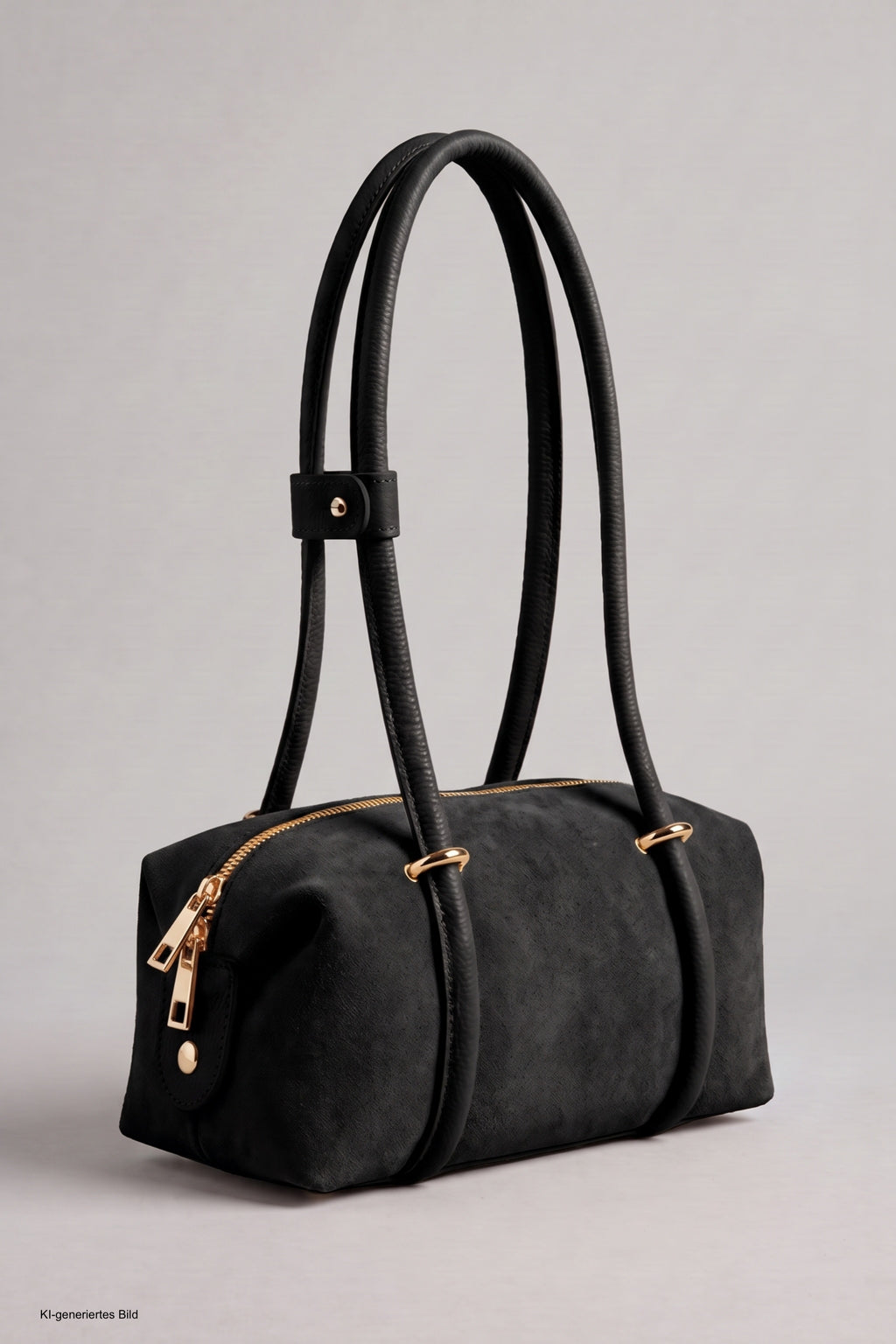 Echtleder Handtasche, schwarz