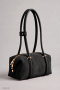 Echtleder Handtasche, schwarz
