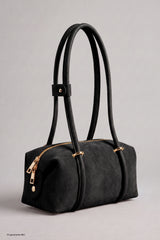 Echtleder Handtasche, schwarz