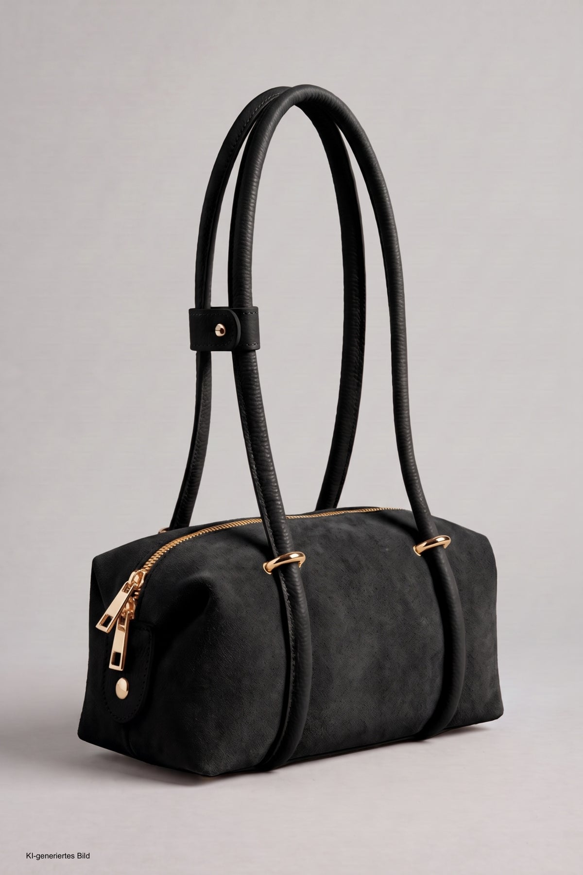 Echtleder Handtasche, schwarz