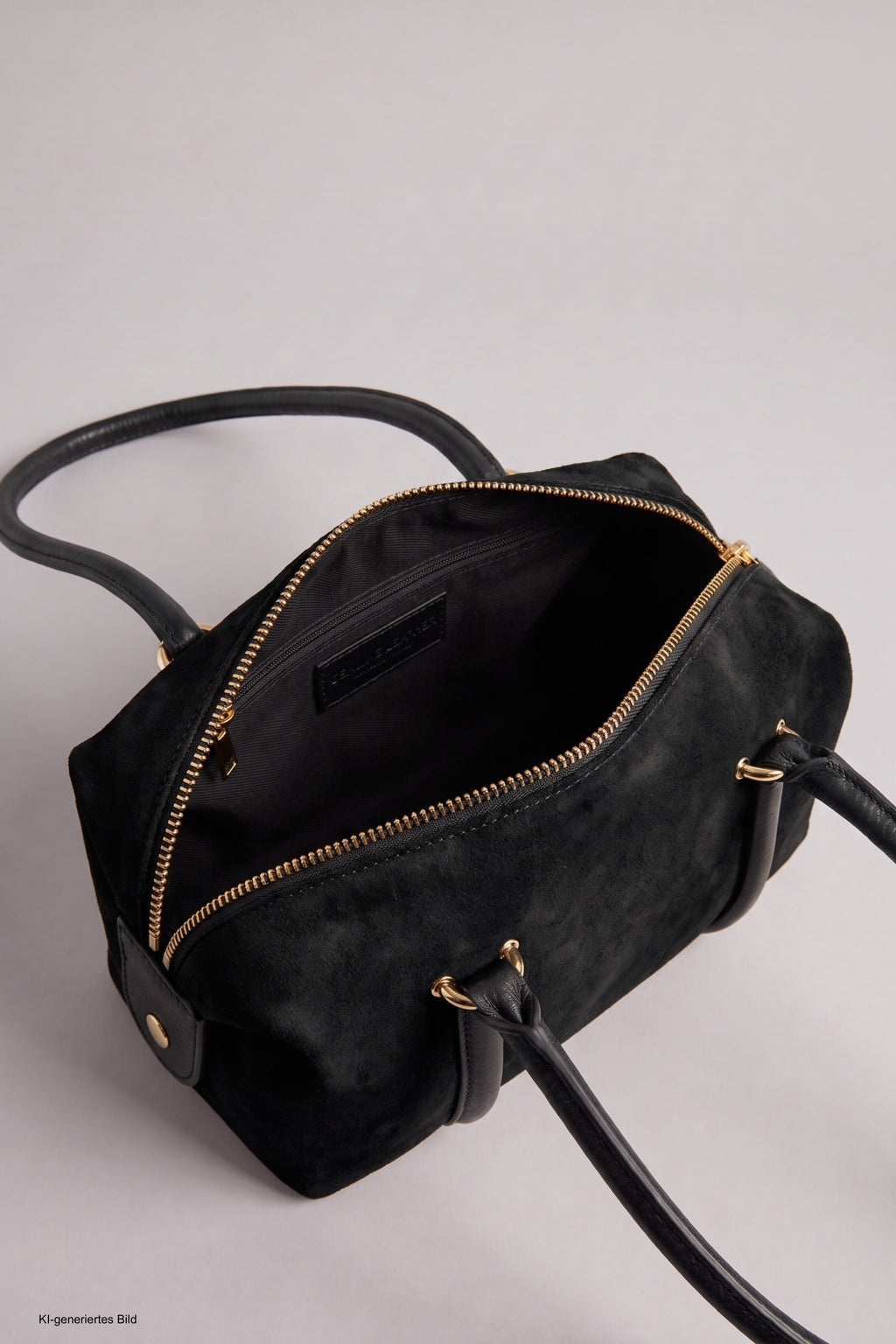 Echtleder Handtasche, schwarz
