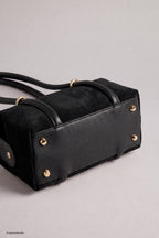 Echtleder Handtasche, schwarz