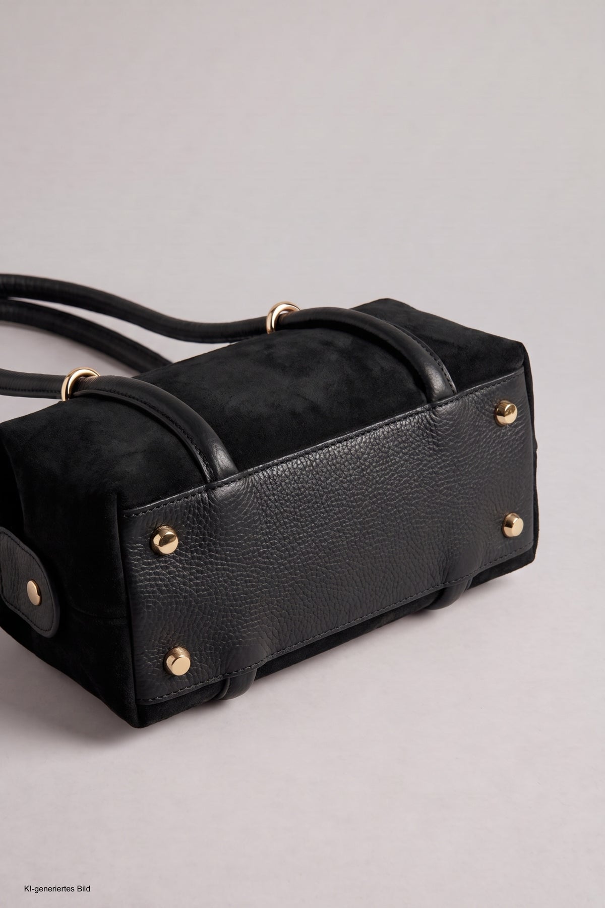 Echtleder Handtasche, schwarz