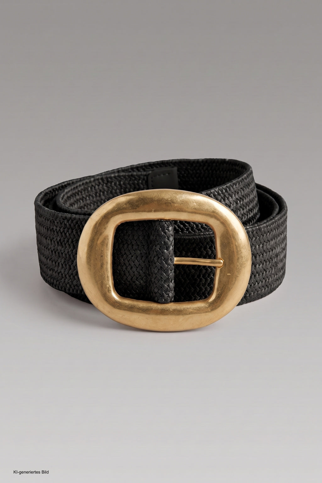 Stretchgürtel mit großer Schnalle, schwarz-gold