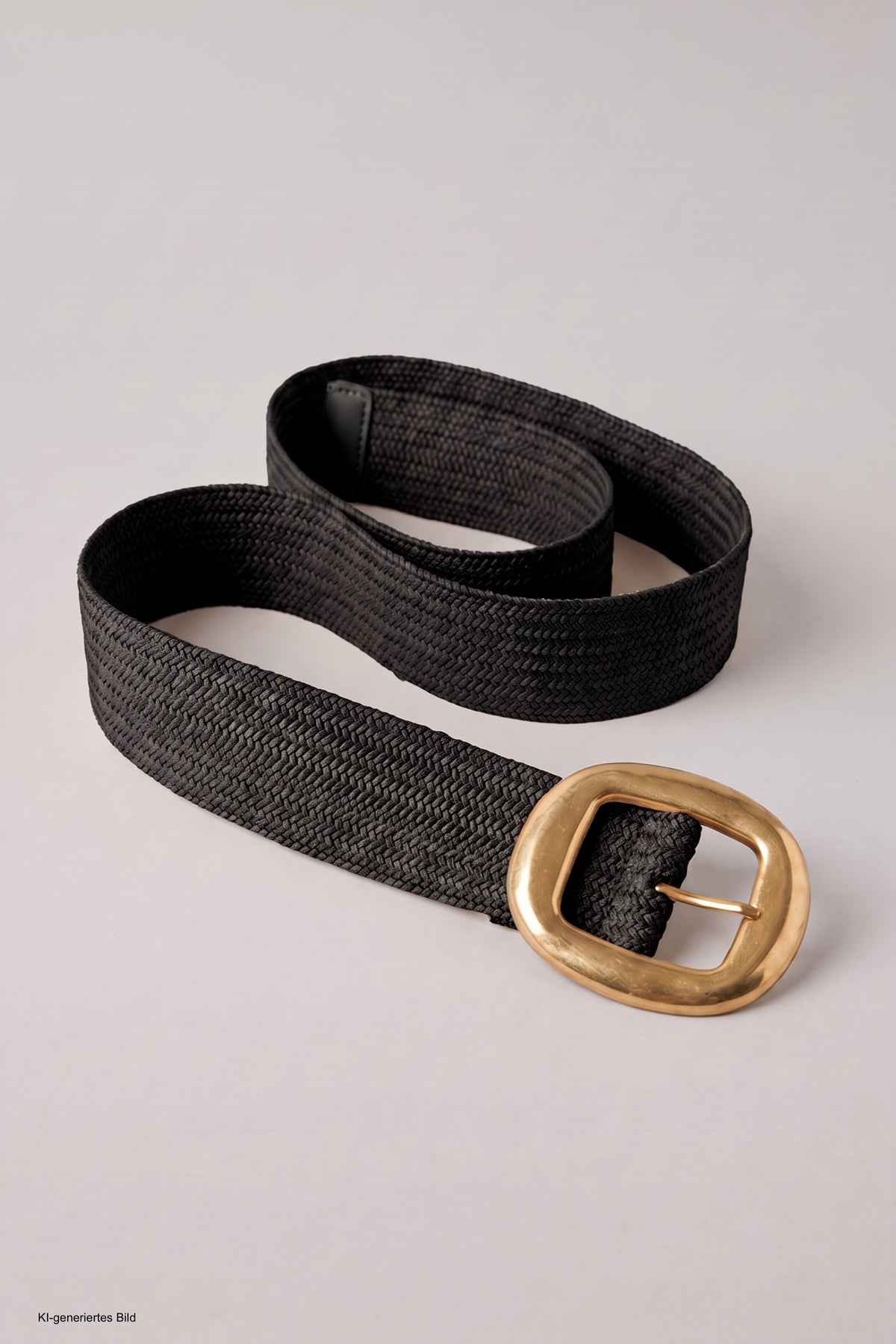 Stretchgürtel mit großer Schnalle, schwarz-gold