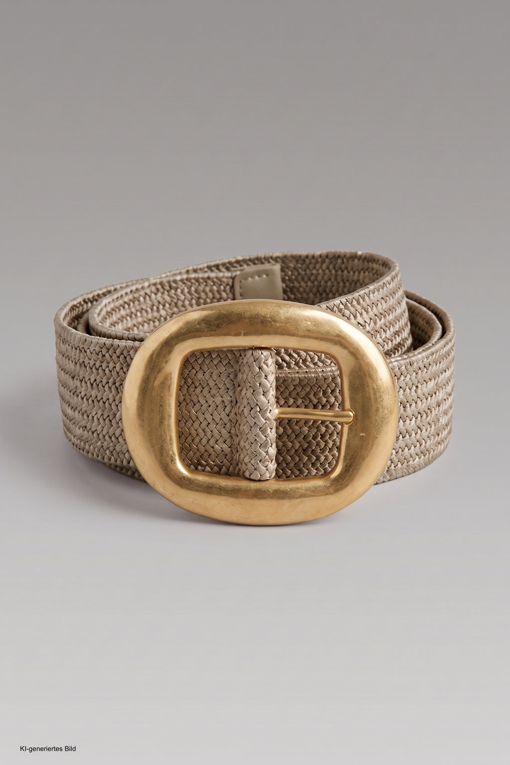 Stretchgürtel mit großer Schnalle, taupe-gold