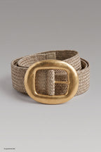 Stretchgürtel mit großer Schnalle, taupe-gold
