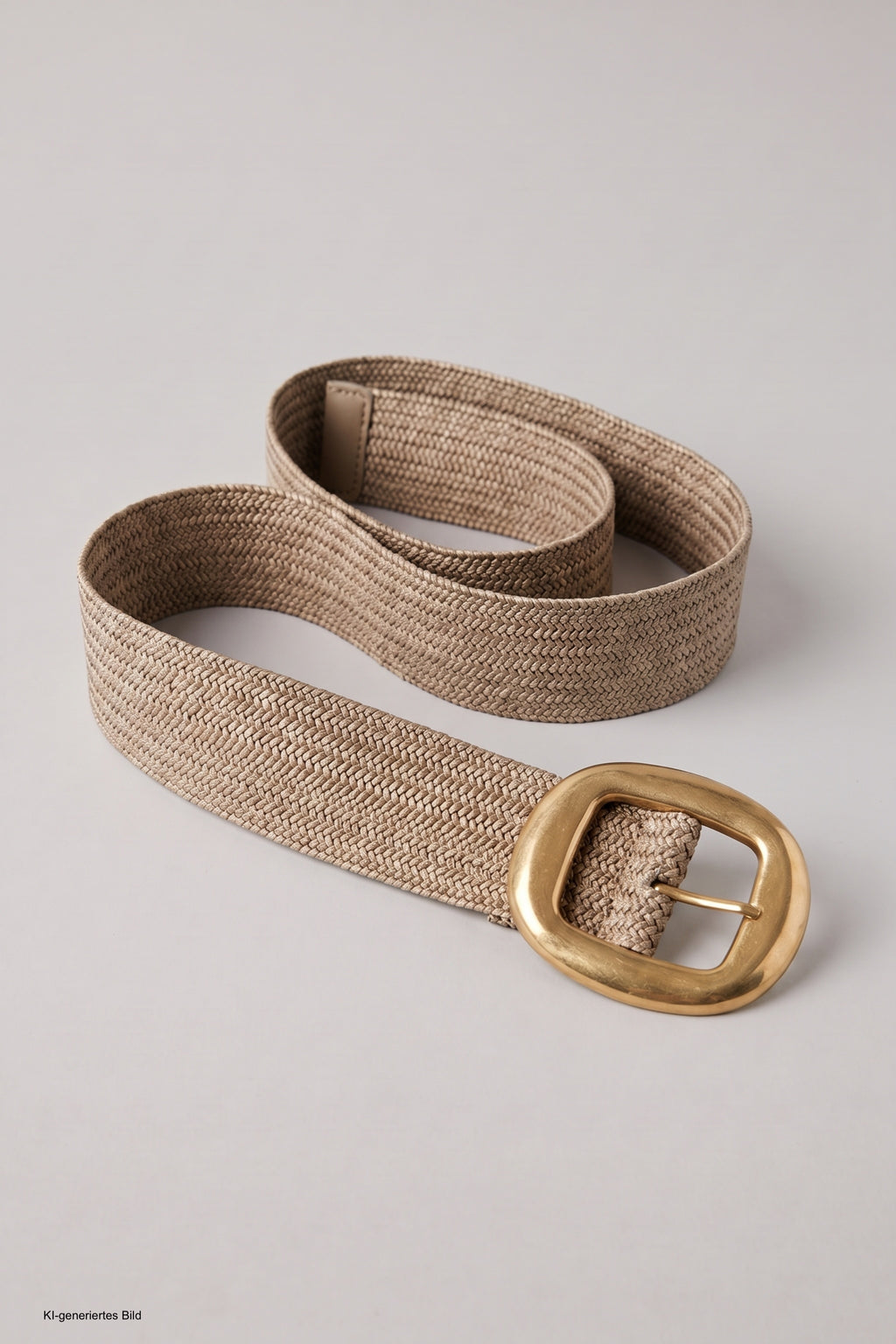 Stretchgürtel mit großer Schnalle, taupe-gold