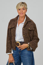 Kurzjacke in Woll-Optik, braun meliert
