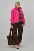 Kurzjacke in Woll-Optik, pink meliert