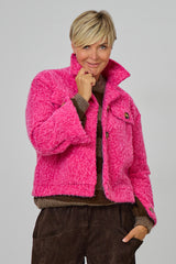 Kurzjacke in Woll-Optik, pink meliert