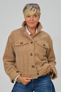 Kurzjacke in Woll-Optik, hellcamel meliert