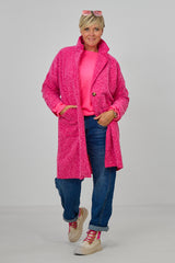 Kurzmantel in Woll-Optik, pink meliert