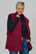 Flauschige Longweste, bordeaux