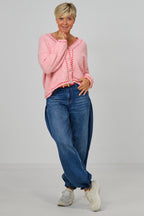 Cardigan mit Zierfaden, rosa meliert