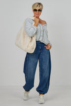 Midwaist Jeans mit elastischen Beinabschlüssen, denim blau