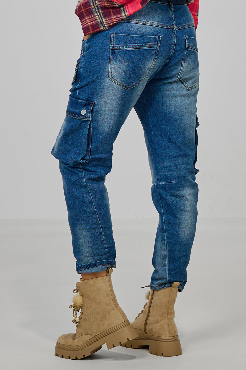 Cargo Jeans mit großen Taschen, denim blue