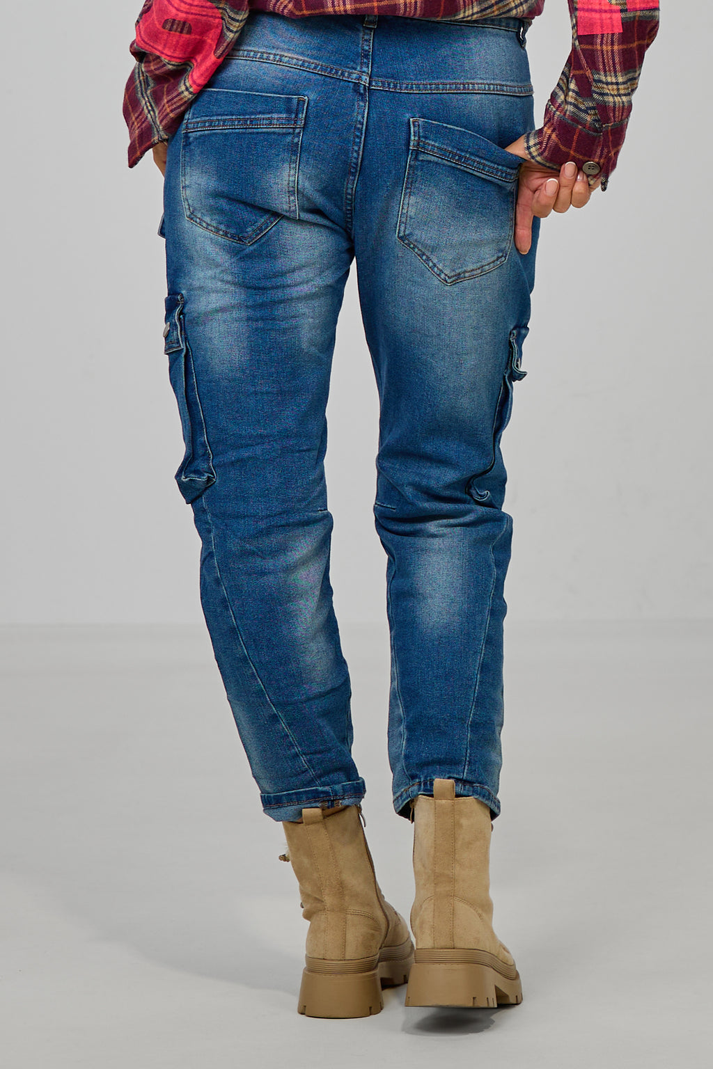 Cargo Jeans mit großen Taschen, denim blue