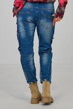 Cargo Jeans mit großen Taschen, denim blue