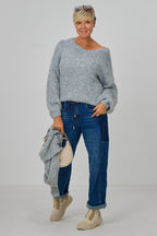 Jeans mit Kordelzug, denim blue