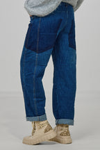 Jeans mit Kordelzug, denim blue