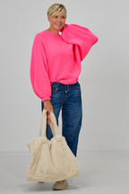 Strickpulli mit Fledermausärmeln, pink