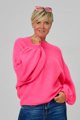 Strickpulli mit Fledermausärmeln, pink