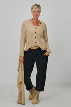 Cardigan mit abnehmbarem Schal, beige-meliert