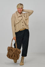 Cardigan mit abnehmbarem Schal, beige-meliert