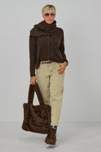 Cardigan mit abnehmbarem Schal, schokobraun