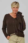 Cardigan mit abnehmbarem Schal, schokobraun