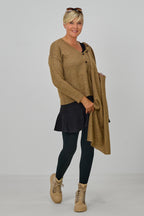Cardigan mit abnehmbarem Schal, camel-meliert