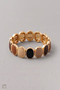 elastisches Armband mit ovalen Elementen, braun-beige