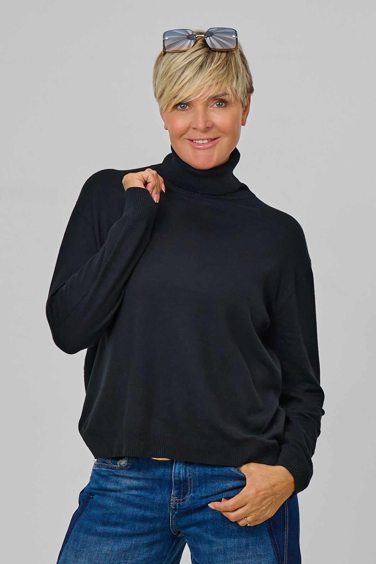 Rollkragen Pulli "Senora", schwarz