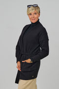 Strickjacke mit Taschen und Gürtel, schwarz