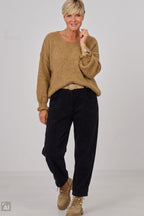 Breitcordhose mit elastischem Bund, schwarz