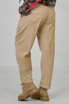 Breitcordhose mit elastischem Bund, beige