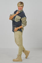 Combi Jeans-Cord-Hemd, beige-leo