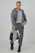 Freizeit-Hoodiejacke aus Feincord, grau