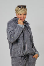 Freizeit-Hoodiejacke aus Feincord, grau