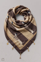 Weiches Tuch mit Charms, braun-taupe