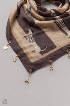 Weiches Tuch mit Charms, braun-taupe