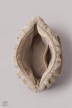 Fell-Umhängetasche mit geflochtenen Trägern, beige-taupe