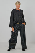 kuscheliger Cardigan mit Spitze, anthrazit