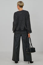 kuscheliger Cardigan mit Spitze, anthrazit